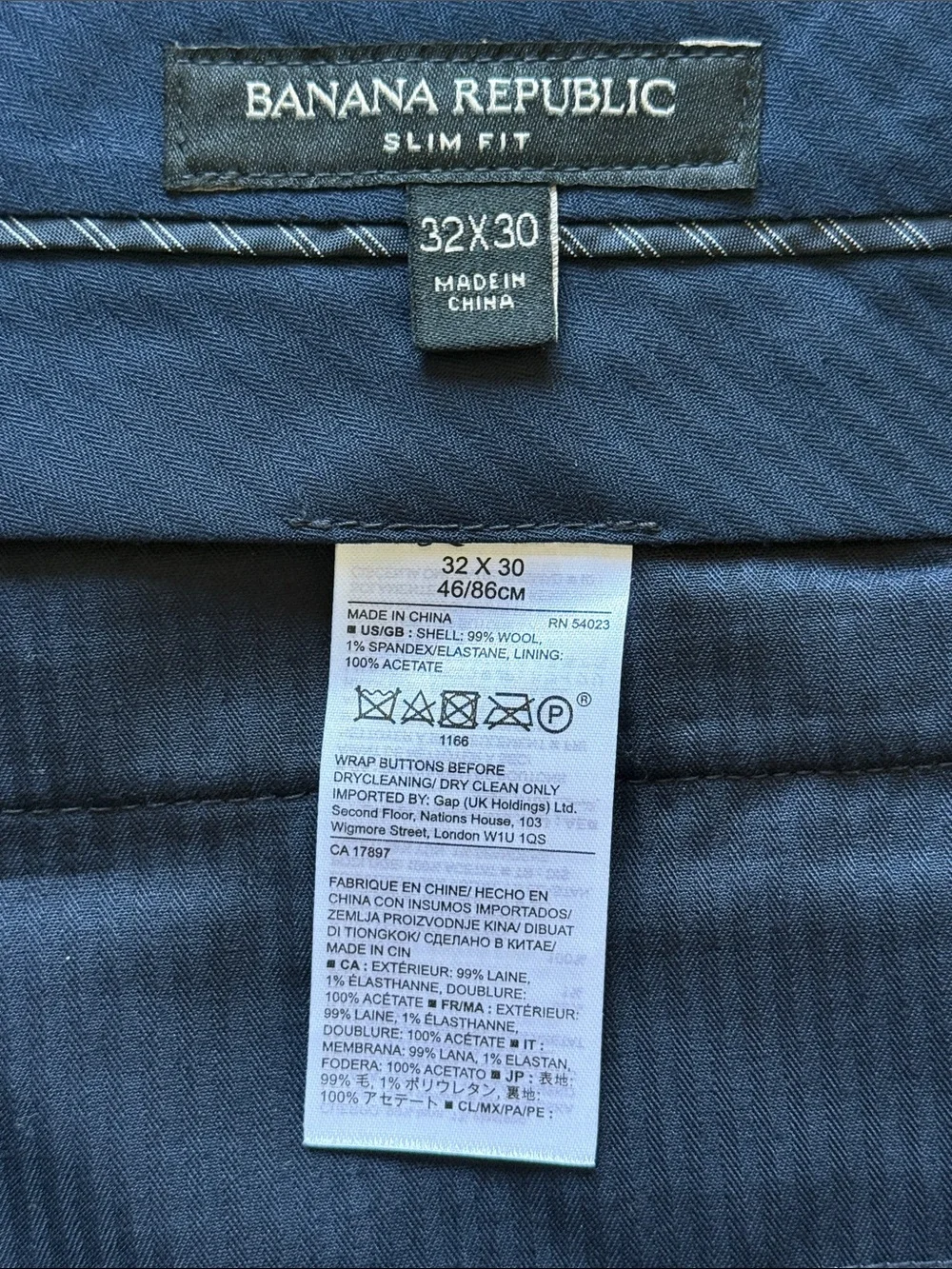 Banana Republic Blue Tessuto Marzotto Premium Italian Wool Pant